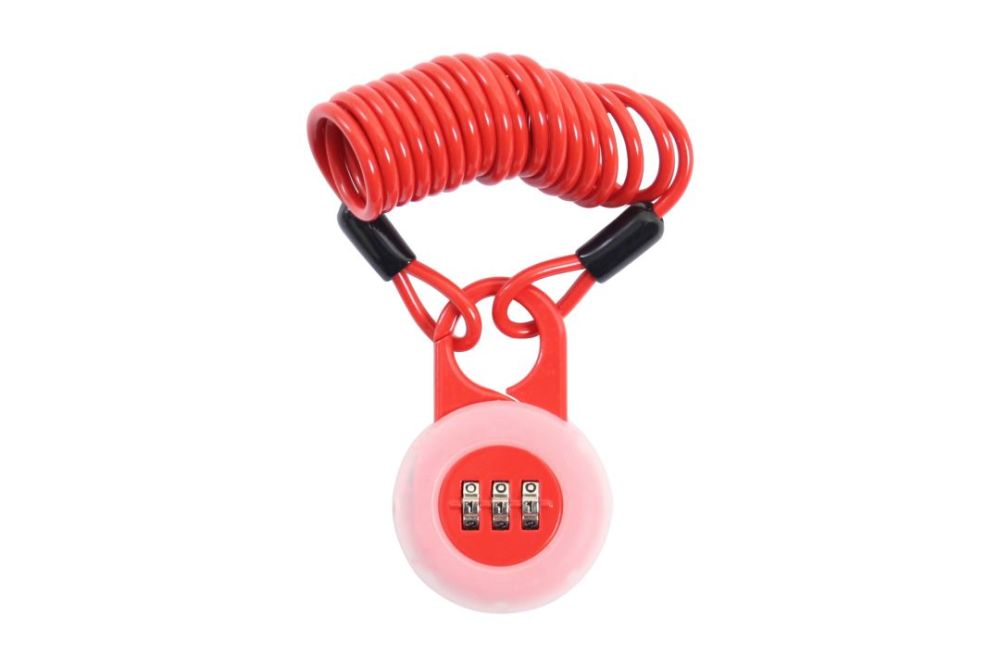 QT SPIRAL LOCK WITH LEASH CABLE 3 NUMBERS 3X1200MM RED WITH SILICONE PROTECTION